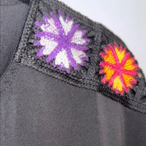 AZ Black Blouse with Colorful Embroidery-NWT - Picture 3 of 5